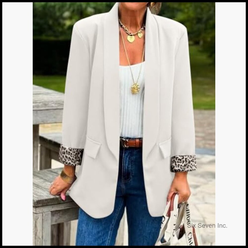 Soft Polyester Viscose Elastane Blazer Shawl Coll… - image 2